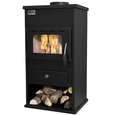 STUFA A LEGNA PANAREA IN ACCIAIO VERNICIATO 10 KW CAMINETTO H 88 CM MADE IN ITALY