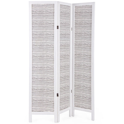 PARAVENTO SEPARÈ 3 PANNELLI PATTERN BIANCO SHABBY IN LEGNO 120 X 170 CM DIVISORIO