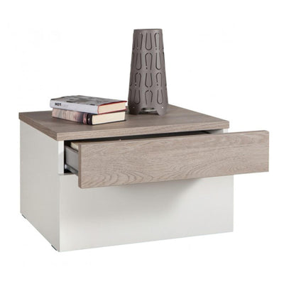 COMODINO COMO' CON 2 CASSETTI LACCATO BIANCO LUCIDO GUIDE IN METALLO H 38 CM