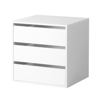 COMODINO CASSETTIERA PER ARMADIO CON 3 CASSETTI LACCATO BIANCO LUCIDO H 59 CM